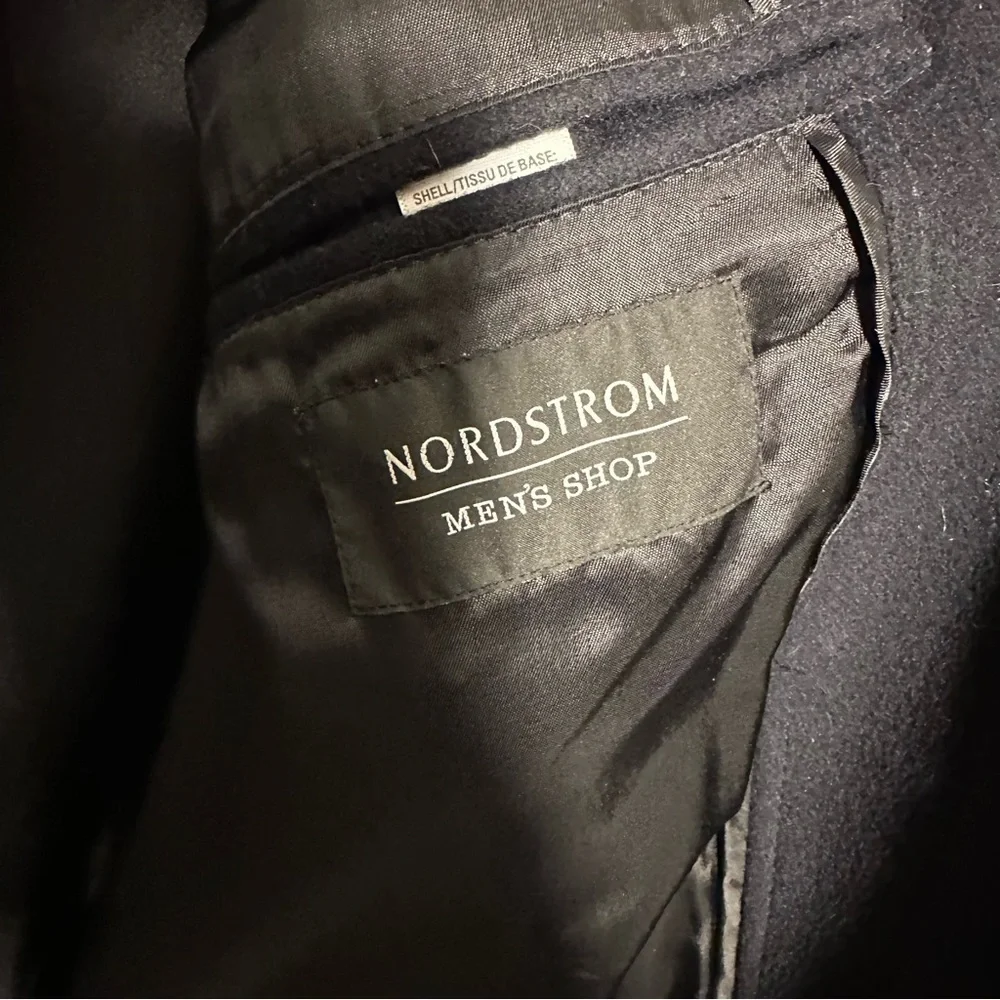 NORDSTROM Men’s‎ Shop wool blend pea coat men’s DL navy blue mid length